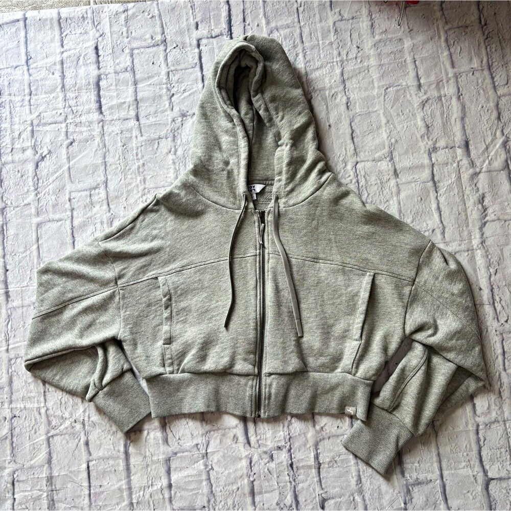 JoyLab Gray Full Zip Hooded Fleece Cotton Blend Hoodie Athleisure Women M